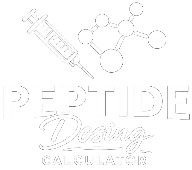 Logo of peptide dosage calculator designed for calculating mcg per mL and insulin syringe units.